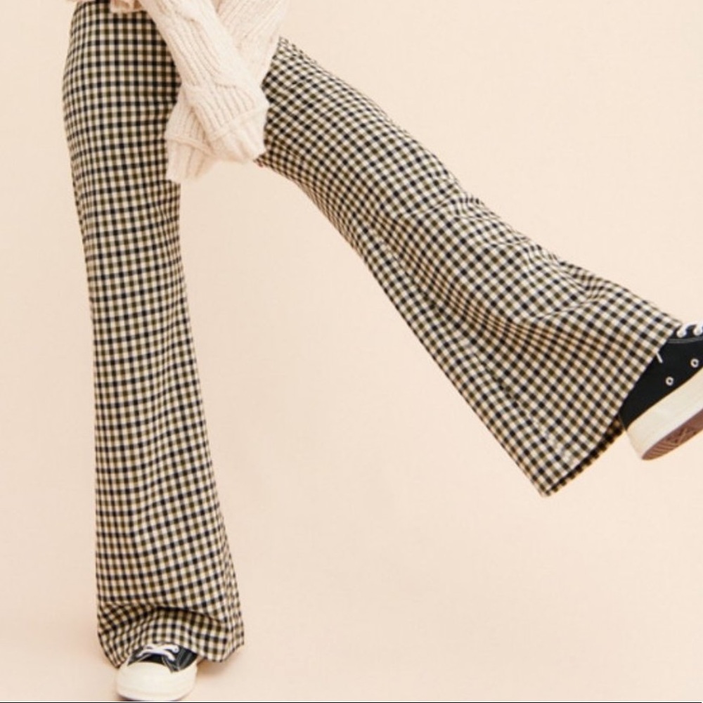 NWT Free People Jules Wide Leg High Waist Gingham Pant sz 2 SOLD OUT - Picture 5 of 6